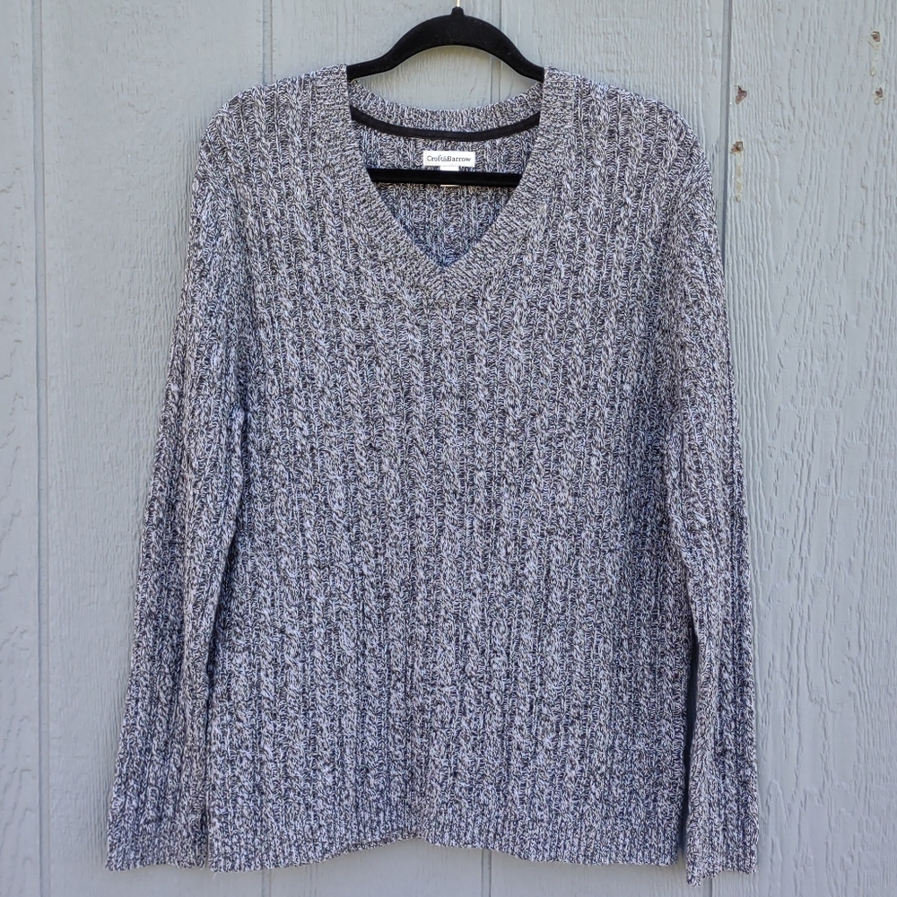 Croft & Barrow Cable Knit V Neck Pullover X-Large Space Gray